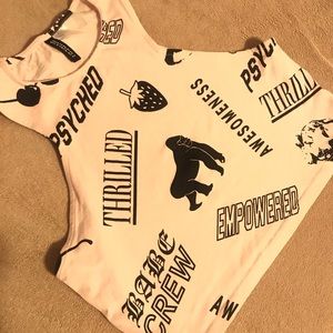 Pink & Black Graphic Crop Top